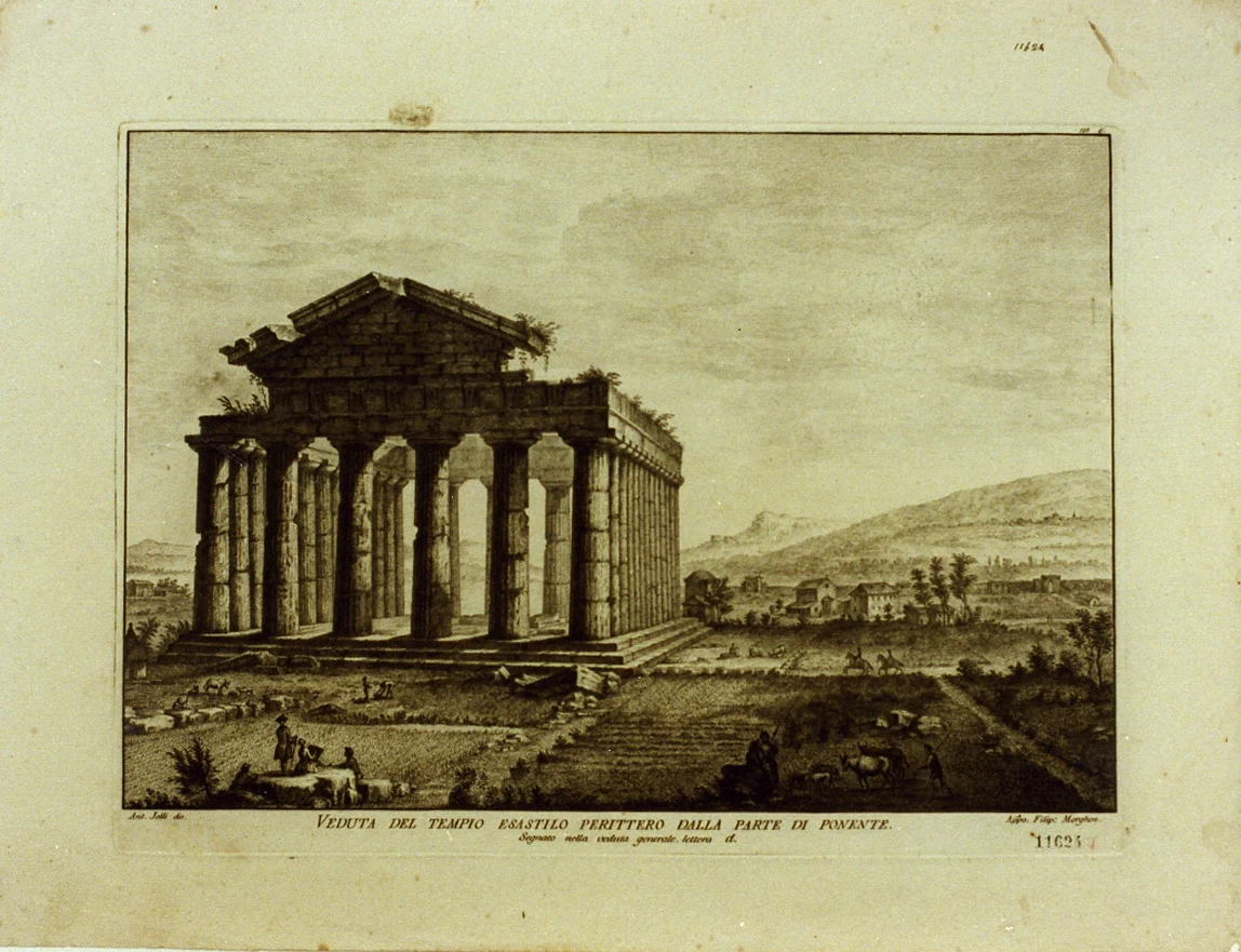 Veduta del tempio di Cerere a Paestum - Certosa di san Martino, Napoli